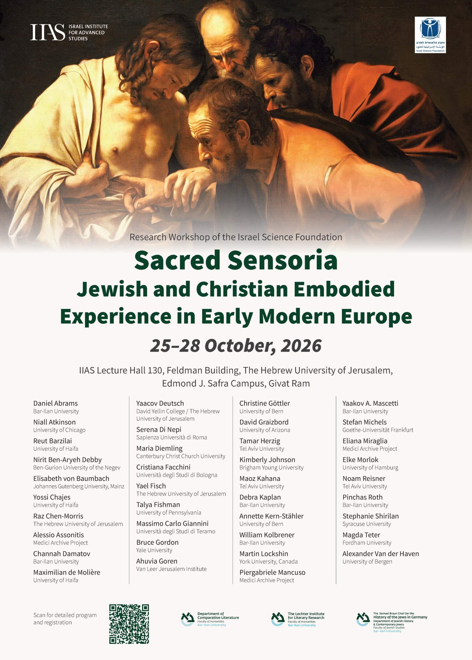 Sacred Sensoria: Jewish and Christian Embodied Experience in Early Modern Europe (Jerusalem, 25-28 October 2026) - CONFERENCE